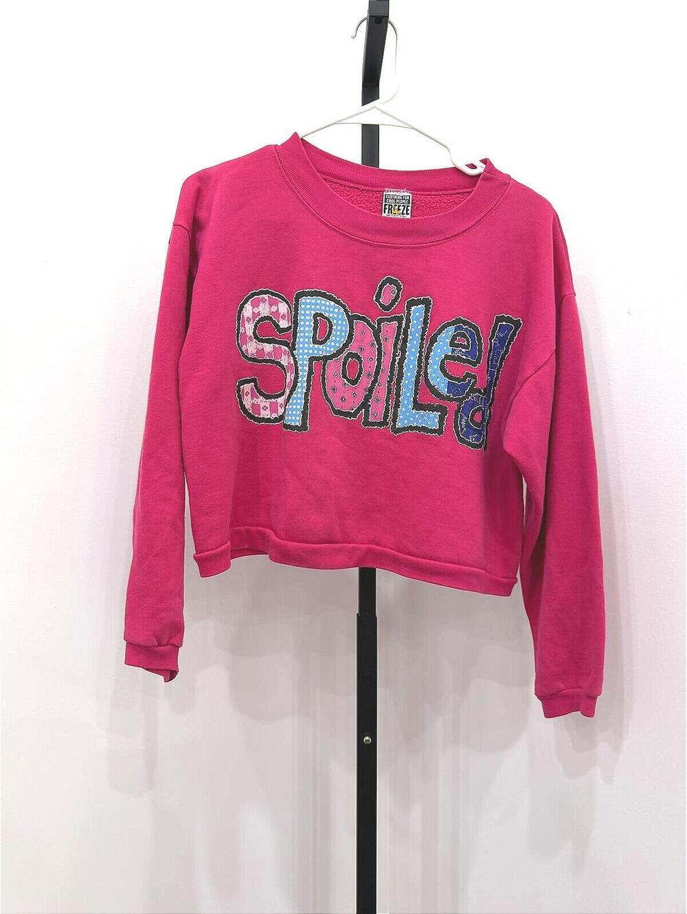 90s Freeze Spoiled Cropped Sweatshirt Pink One Size